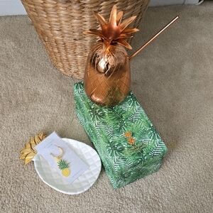 Copper Pineapple Tumbler with Straw